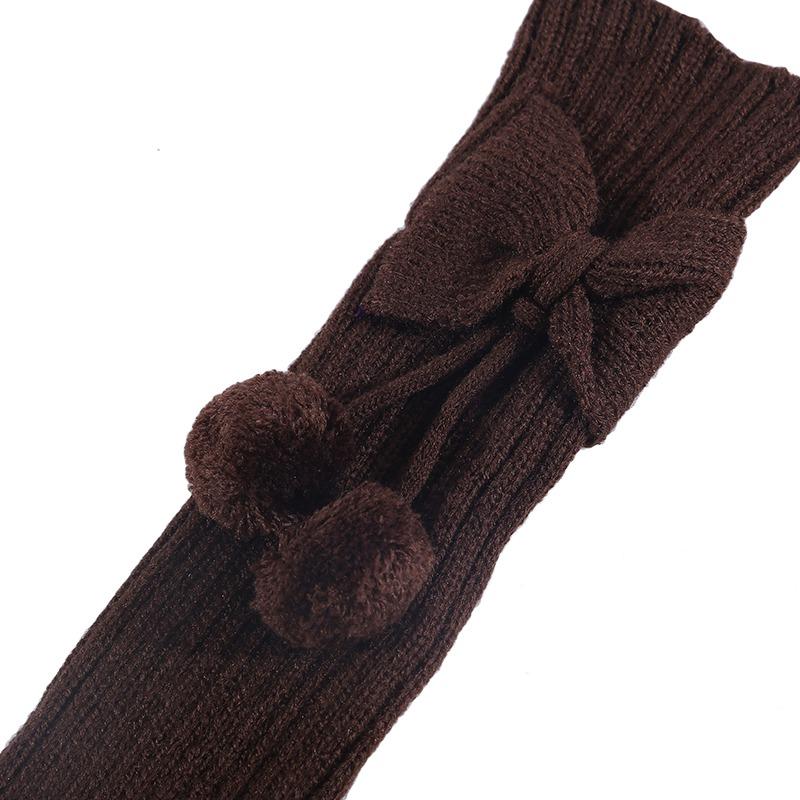 Women Girls Fashion Knitted Leg Warmers Cable Knit Footless Boot Socks Winter Kawaii Leg Sleeves with Balls