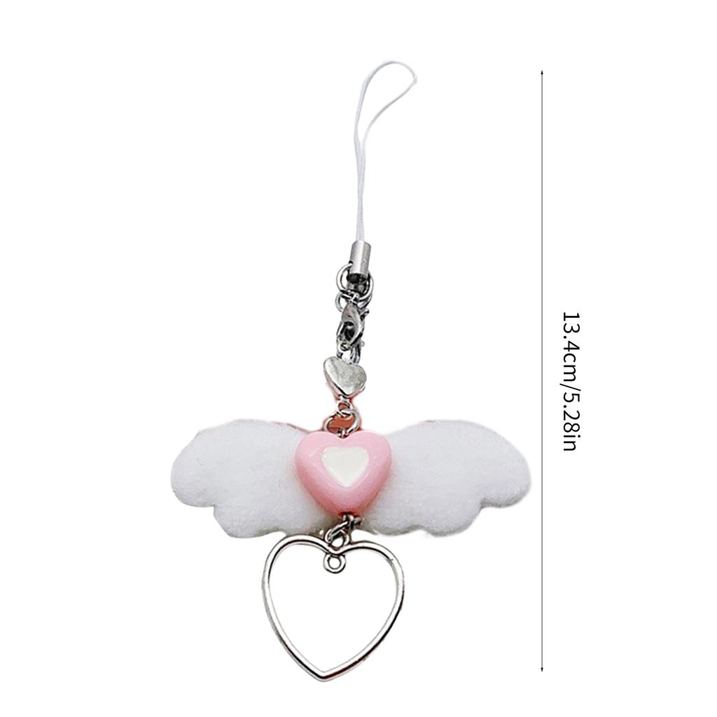 Winged Heart Phone Charm Acrylic Phone Chain Stylish Accessory Angel Wing Phone Pendant Perfect Gift for Women and Girls
