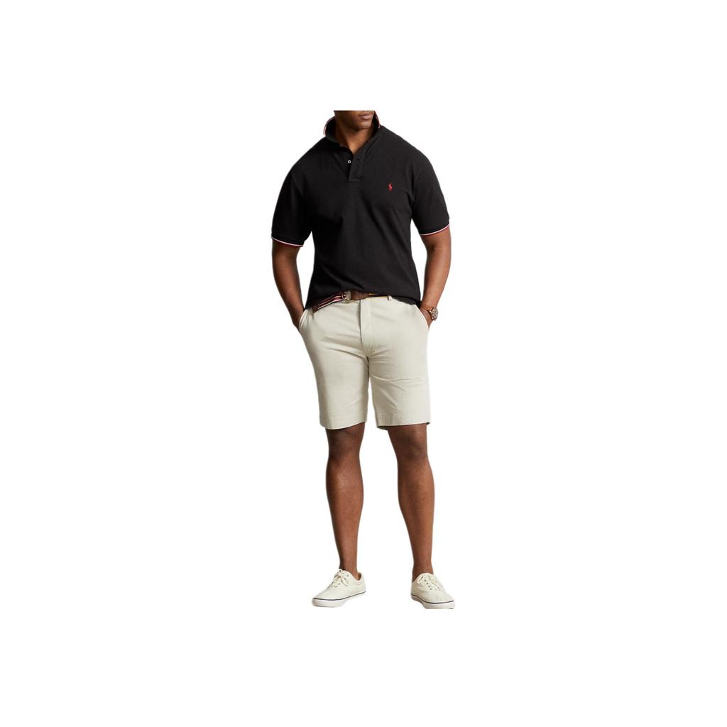 Polo Ralph Lauren Logo Embroidered Striped Trim Casual Short Sleeve Polo Shirt Men Polo Shirts Black 710842621-001