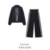 Kaslead New Arrival Women's Fashion-Style Embroidery Trim Sweatshirt Casual Pants 0264479 0264478