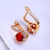LSOOYH серьги-клипсы цвета розового золота, модные серьги для женщин, геометрические красные серьги-гвоздики с кубическим цирконием, ювелирные изделия