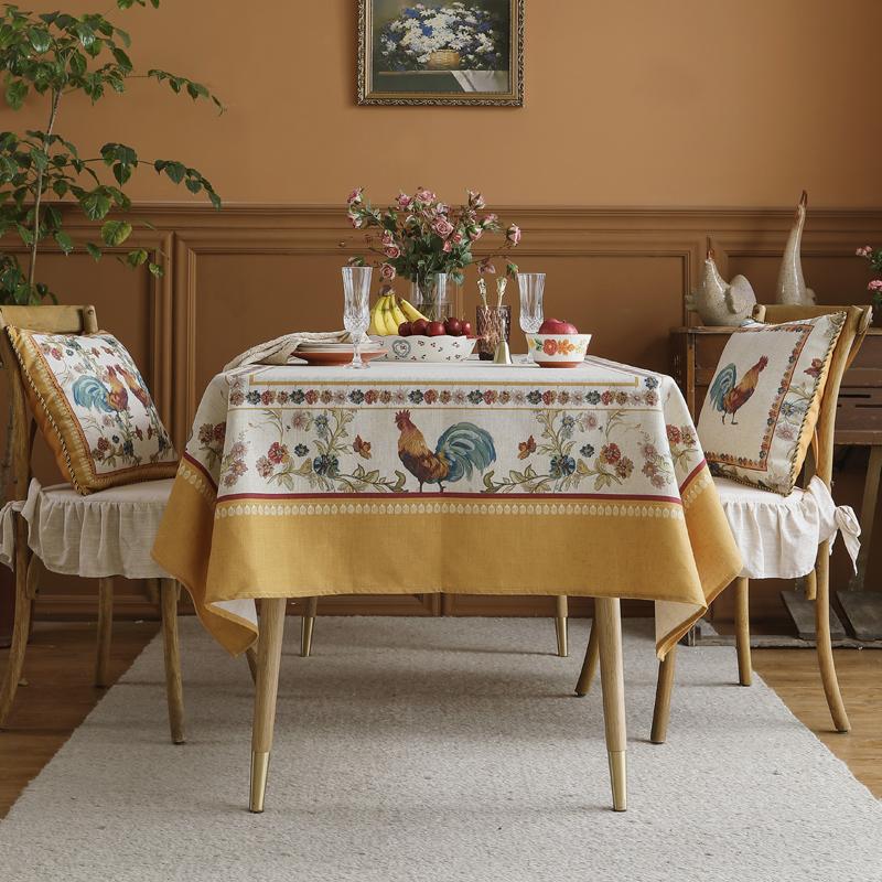 Floral Coffee Table Tablecloth American Pastoral Dining Table Tablecloth Rectangular Round Linen Tablecloth Fireplace Countertop