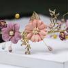 Beautiful Wedding  Hair Jewelry  Headdress Purple Flower Tiara  Pearl Hair Band  Bride Headwear