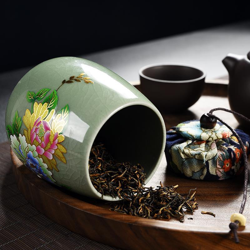 Чайница Ge Kiln Celadon, керамическая герметичная емкость для хранения в китайском стиле, декоративная фарфоровая банка для дома, влагостойкая банка для чая