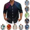 Мужская летняя новая свободная рубашка с длинным рукавом с принтом, кардиган, пляжная рубашка