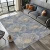 Teal Gold Leaf Area Rug Modern Abstract Botanical Pattern Non-Slip Stain Resistant Carpet for Living Room Bedroom Entryway