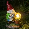 Креативная садовая статуэтка гнома, солнечный подсолнух со светодиодной подсветкой, водонепроницаемая полимерная фигурка, изысканные аксессуары для двора, патио, сада
