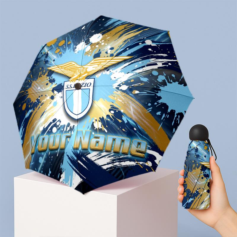 Lazio FC Manual Five Fold 8 Rib Umbrella Support Custom Text, Lightweight Travel Umbrella