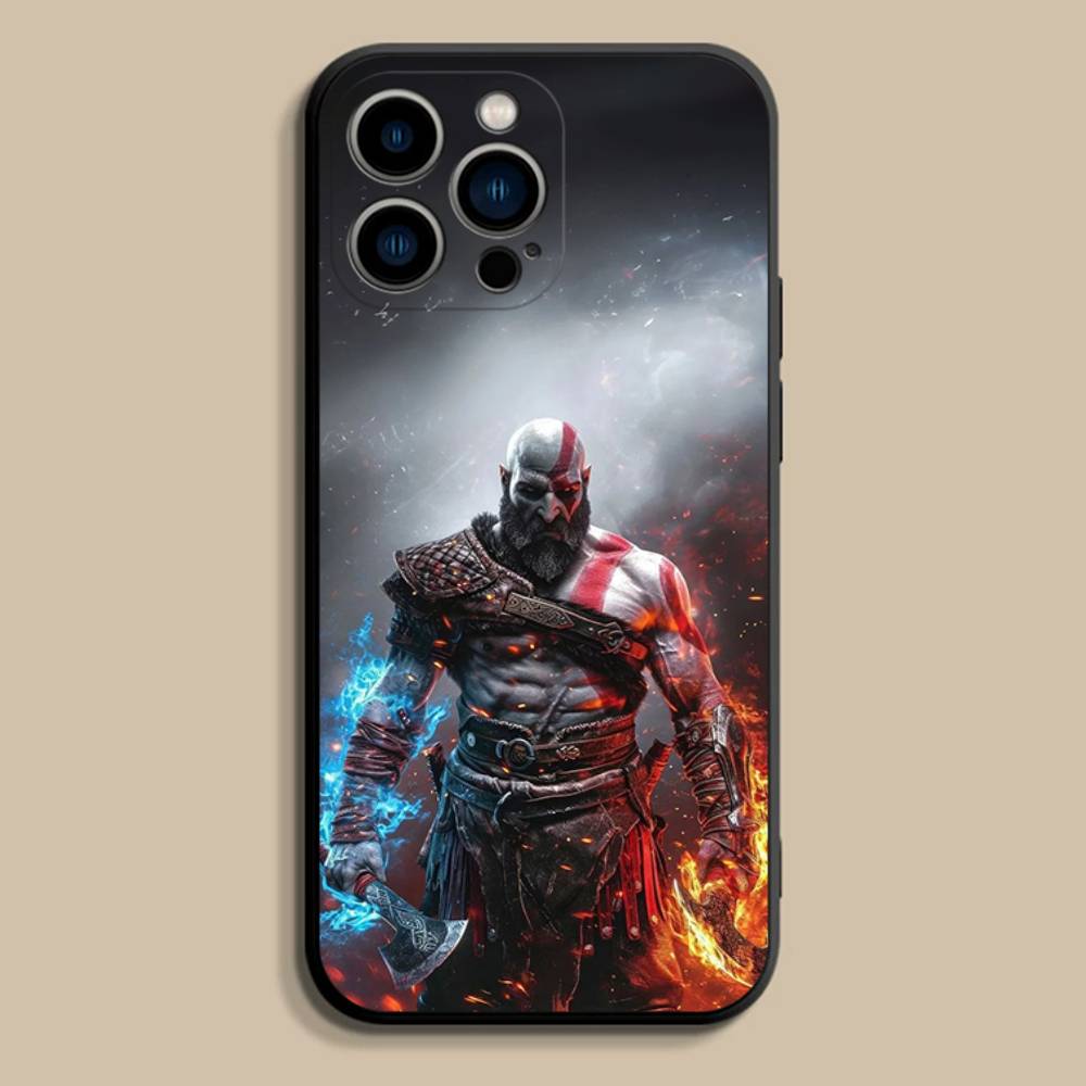 Игровой чехол для телефона G-God of W-War Для iPhone 17,16,15,14,13,12,11,Pro,Max,Plus,E,SE4,Air,Mini Черный Мягкий Чехол