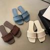 Модные женские тапочки однотонные с открытым носком, фиксирующие стопу, для отпуска, пляжа, плоские сандалии, повседневные шлепанцы, летние комнатные женские шлепанцы