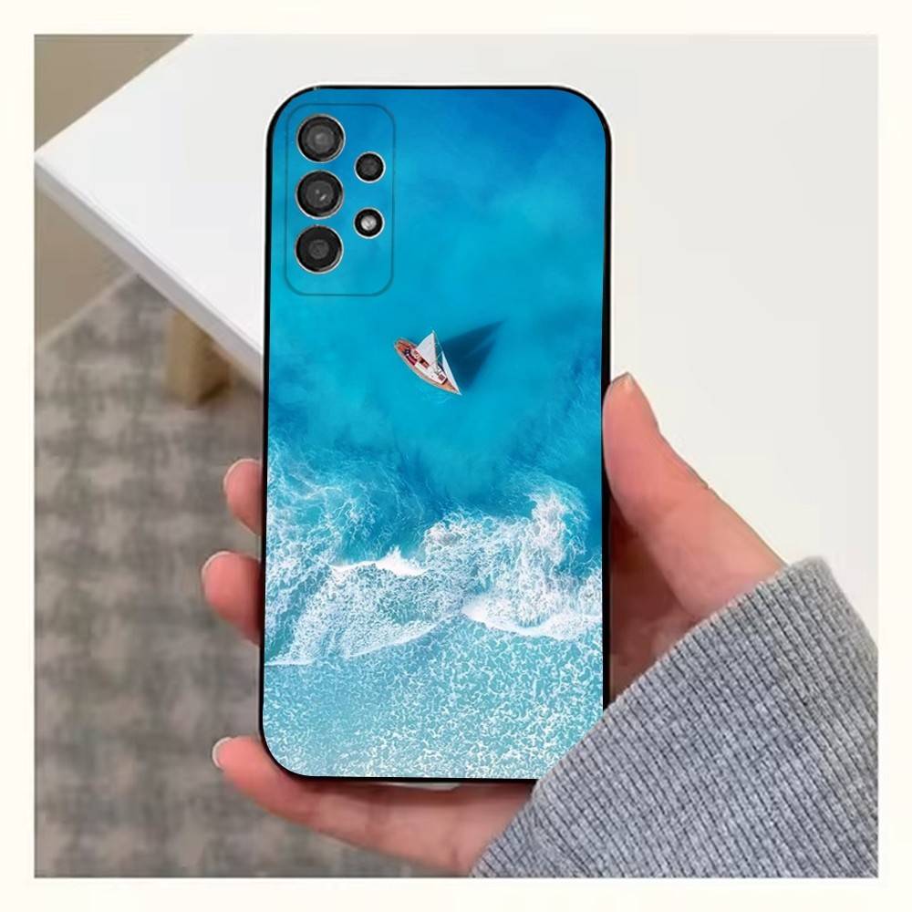 Sailing Boat Case For Samsung S10,Plus,S9,S22,S25,Ultra,S24,S21,S20,S23,FE,Lite,Soft Silicone Black