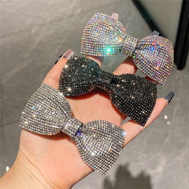 Elegant Women's Rhinestone Bow Hair Clip, Sparkling Resin Design, Ideal for Daily & Special Occasions, Perfect Valentine's Gift