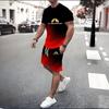 3D-печать Мужская спортивная одежда Фитнес-комплект Беговой костюм Повседневный комплект футболка+шорты Дышащий спортивный костюм для бега в полоску