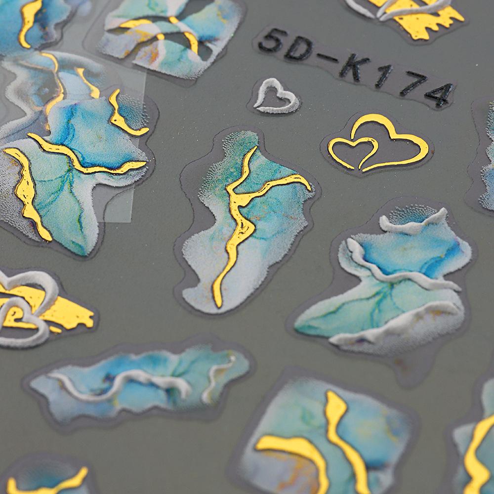 5D наклейки для ногтей, кружевной свадебный дизайн, акриловый слайдер с цветочным тиснением для ногтей, руководство по французскому дизайну ногтей, Золотая фольга