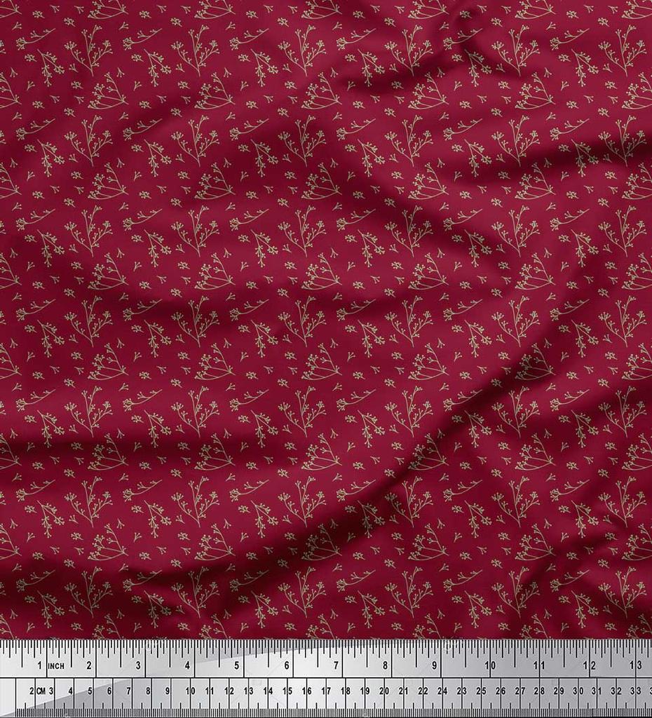 Soimoi Коричневый поли креп ткань ветки листья декор ткань напечатанный метр 42 дюйма