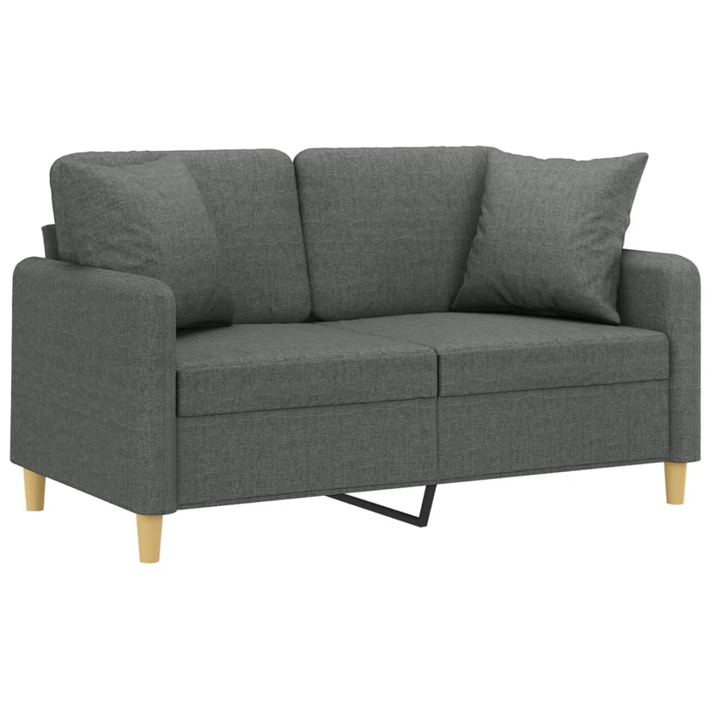 Vidaxl 2-Osobowa Sofa Z Poduszkami, Ciemnoszara, 120 Cm, Tkanina
