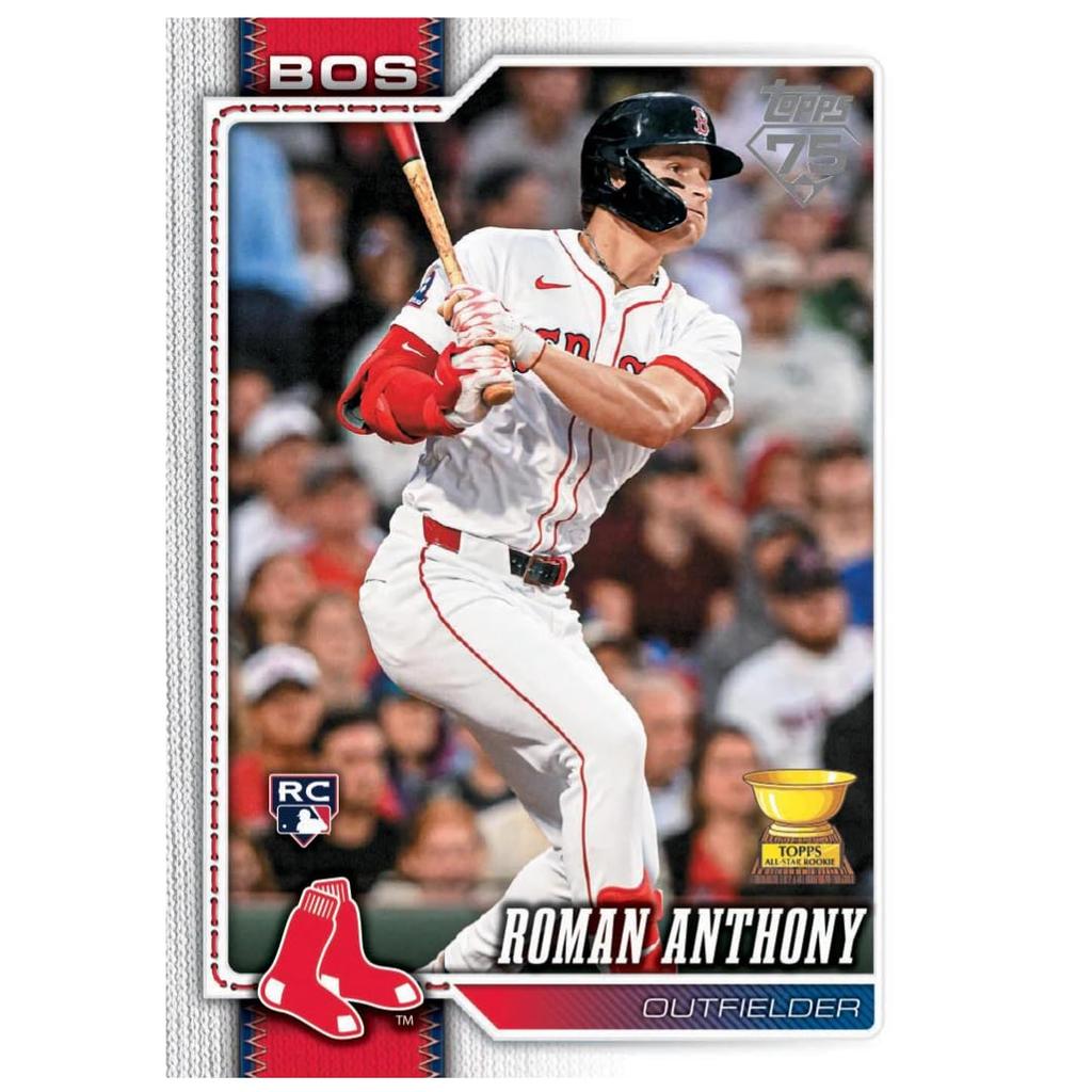 2026 Topps Baseball Серия 1 Hobby Box Издание к 75-летию Каждая коробка содержит одну карточку с автографом или реликвией.