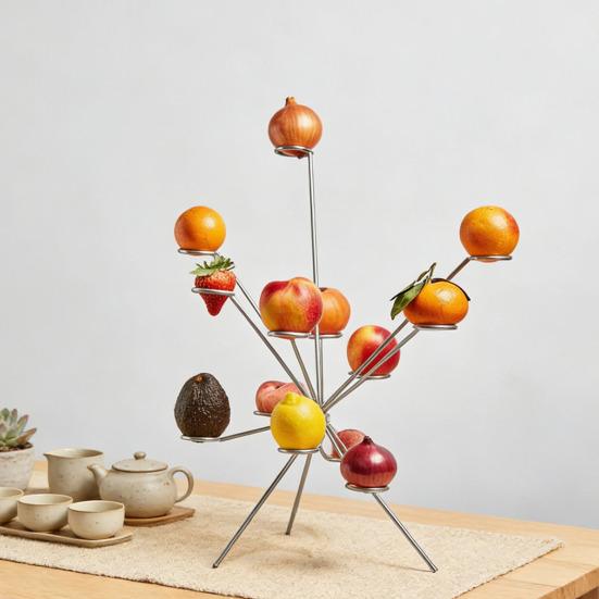 Взрывающаяся фруктовая ваза Искусство Плавающая подставка для фруктов Полная вентиляция на 360 градусов Сохраняет свежесть Металлическая скульптура для украшения кухонного стола