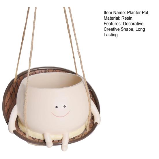 Подвесной стул-качалка, горшок для цветов, очаровательный внешний вид, устойчивый к ультрафиолетовому излучению, домашний и уличный декоративный горшок с улыбающимся лицом, цветочный горшок