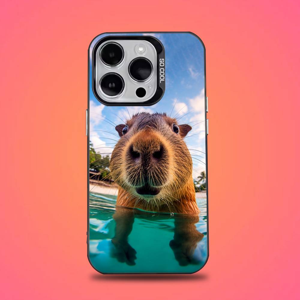 Pet Capybara Cute Phone Case For iPhone 11,12,13,14,15,16,17,Pro,Max,Plus,E,Air,Mini IMD Matte Black