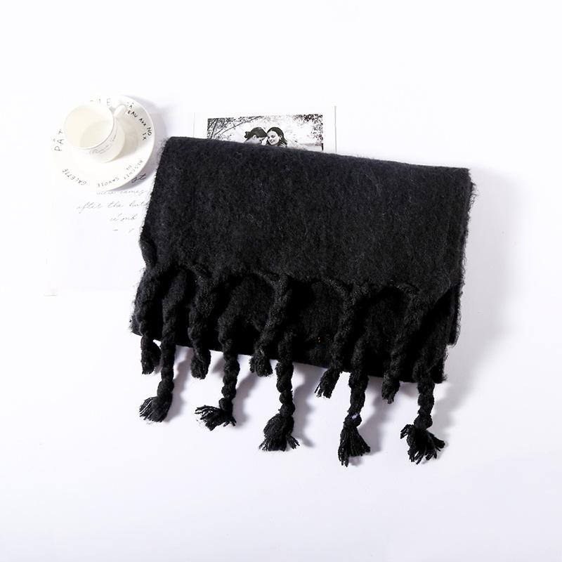Spring, Autumn and Winter New Solid Color Knotted Beard Scarf Versatile Outer Warm Scarf Shawl