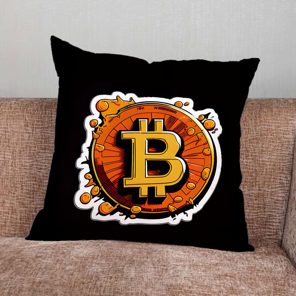 Чехол для подушки с криптовалютой Bitcoin BTC для дома, спальни, автомобиля, офиса, декора гостиной, чехол для диванной подушки, подходящий
