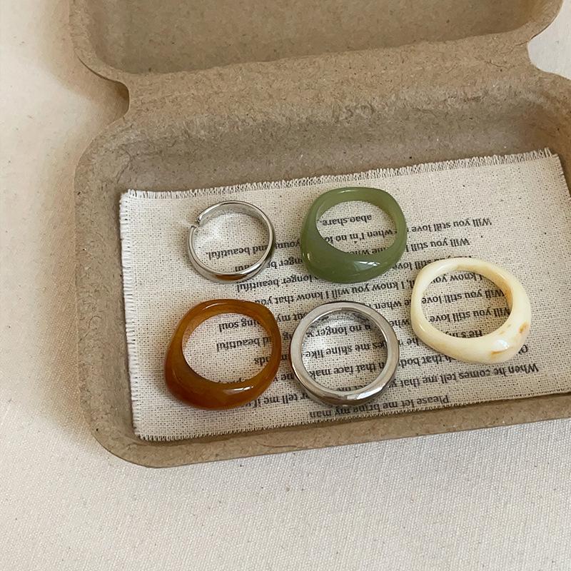 Элегантное геометрическое кольцо из смолы для женщин - Корейская мода Niche