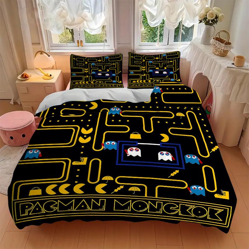 Pacman Mongkok Adventure Print 3Pcs Bedding Setduvet Cover With 2 Bedropillowcase Home Birthday Gift