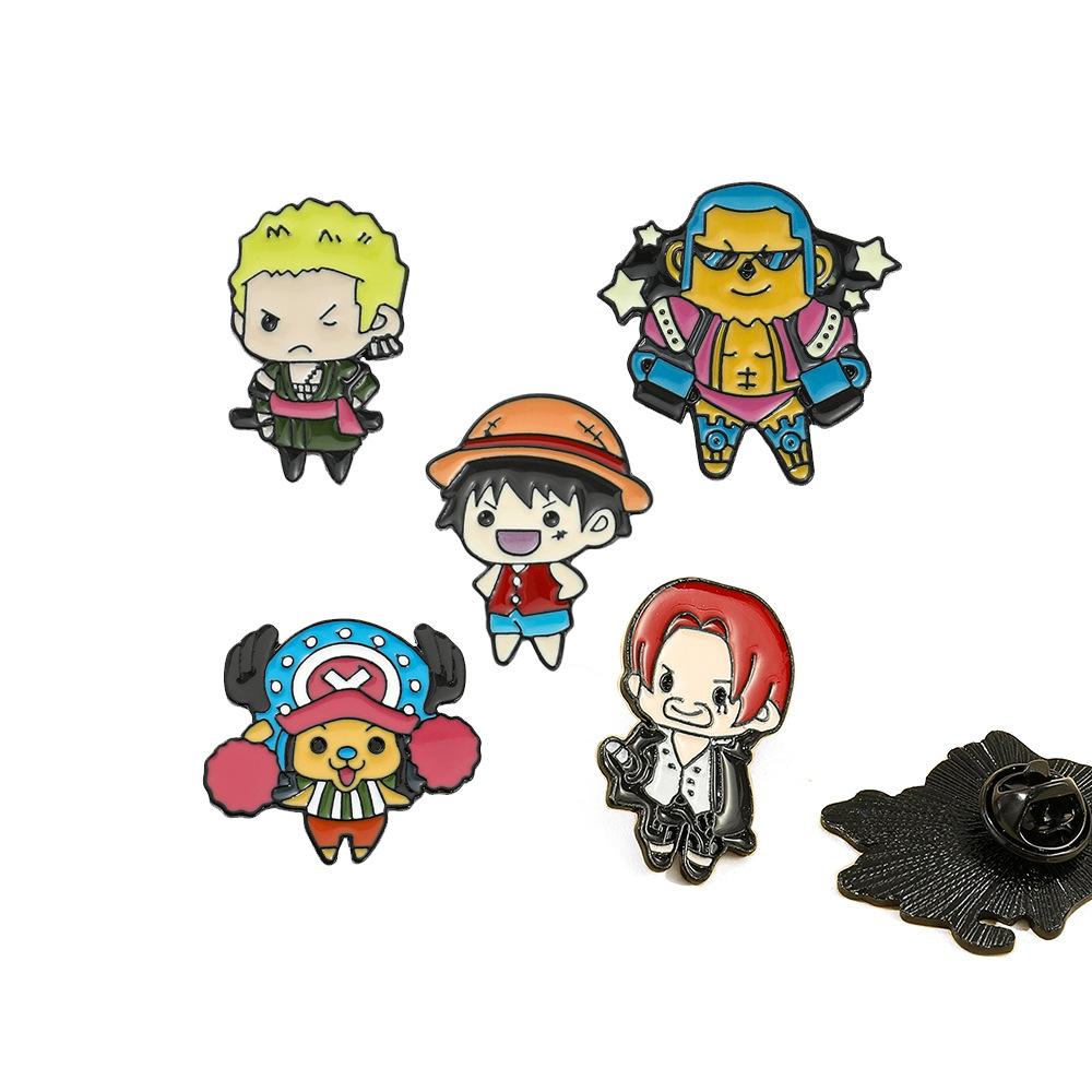 Чиби-версия ONE PIECE Луффи металлическая брошь аниме One Piece Зоро Чоппер двумерный милый значок-булавка