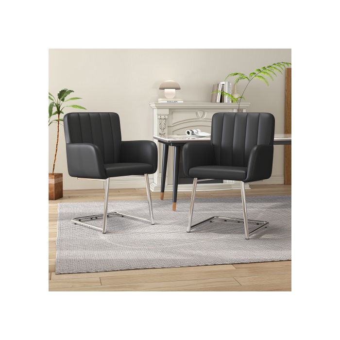 Ensemble de chaises - MUVOE - Lot de 4 - Similicuir noir - Design moderne - Ergonomique