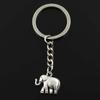 Fashion Two Sided Elephant 21x18x5mm Pendant 30mm Key Ring Metal Chain Silver Color Men Car Gift Souvenirs Keychain