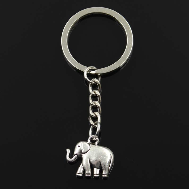 Fashion Two Sided Elephant 21x18x5mm Pendant 30mm Key Ring Metal Chain Silver Color Men Car Gift Souvenirs Keychain
