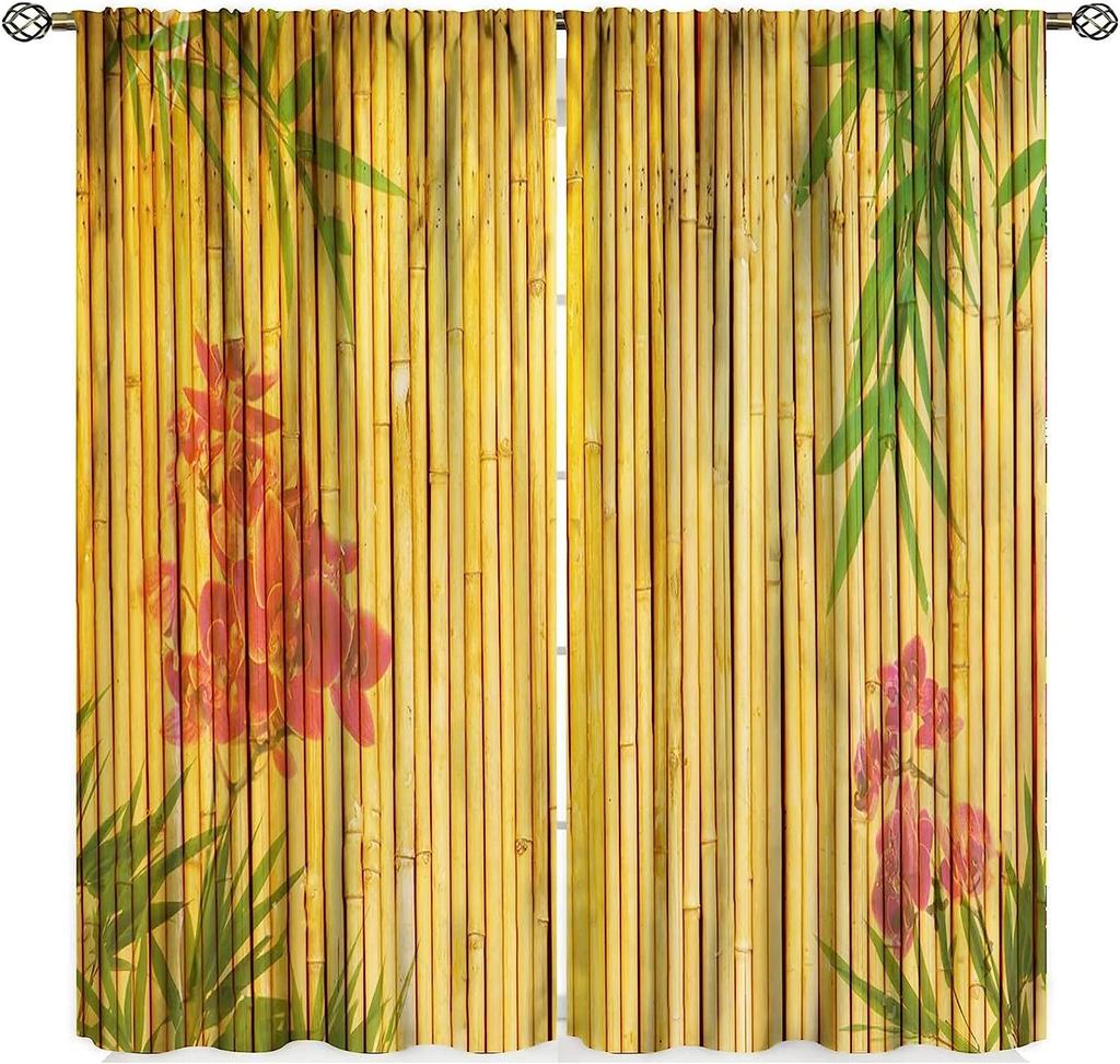 3D Digital Printing Polyester Fabric Bamboo Panda Curtains for Living Room 2 Panels Bedroom Window Curtains Free Shipping