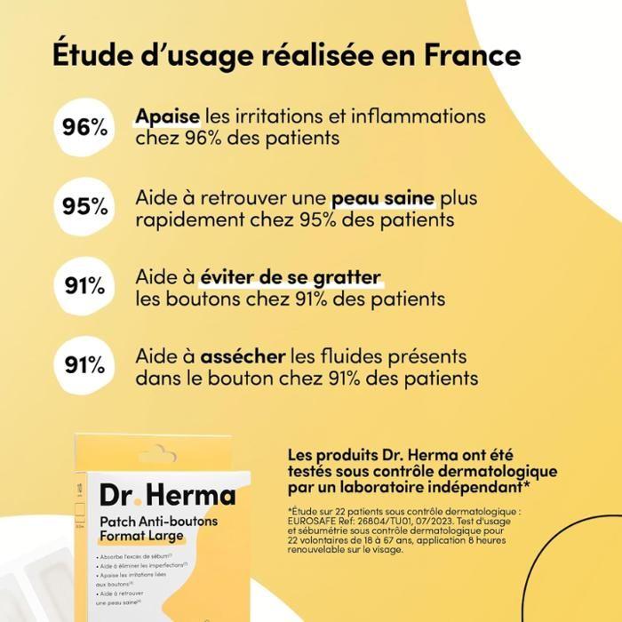 Patch Anti-Boutons - Dr. Herma - Format Large - 10 Patchs - Hypoallergénique - Résultats Rapides