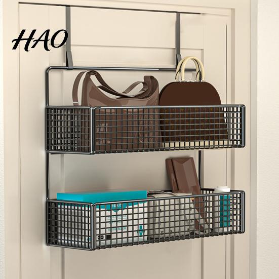 Bedroom Hanging Storage Rack Door Organizer with Hooks Sturdy Construction Mesh Hanger Hook Design Easy to Assemble Detachable Behind Basket