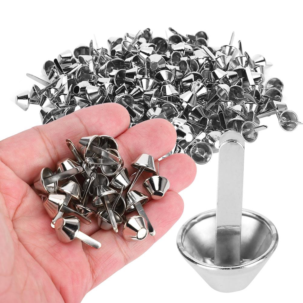 200Pcs Flat Feet Studs Silver DIY Leather Luggage Bags Handbags Craft Accessories 12mm