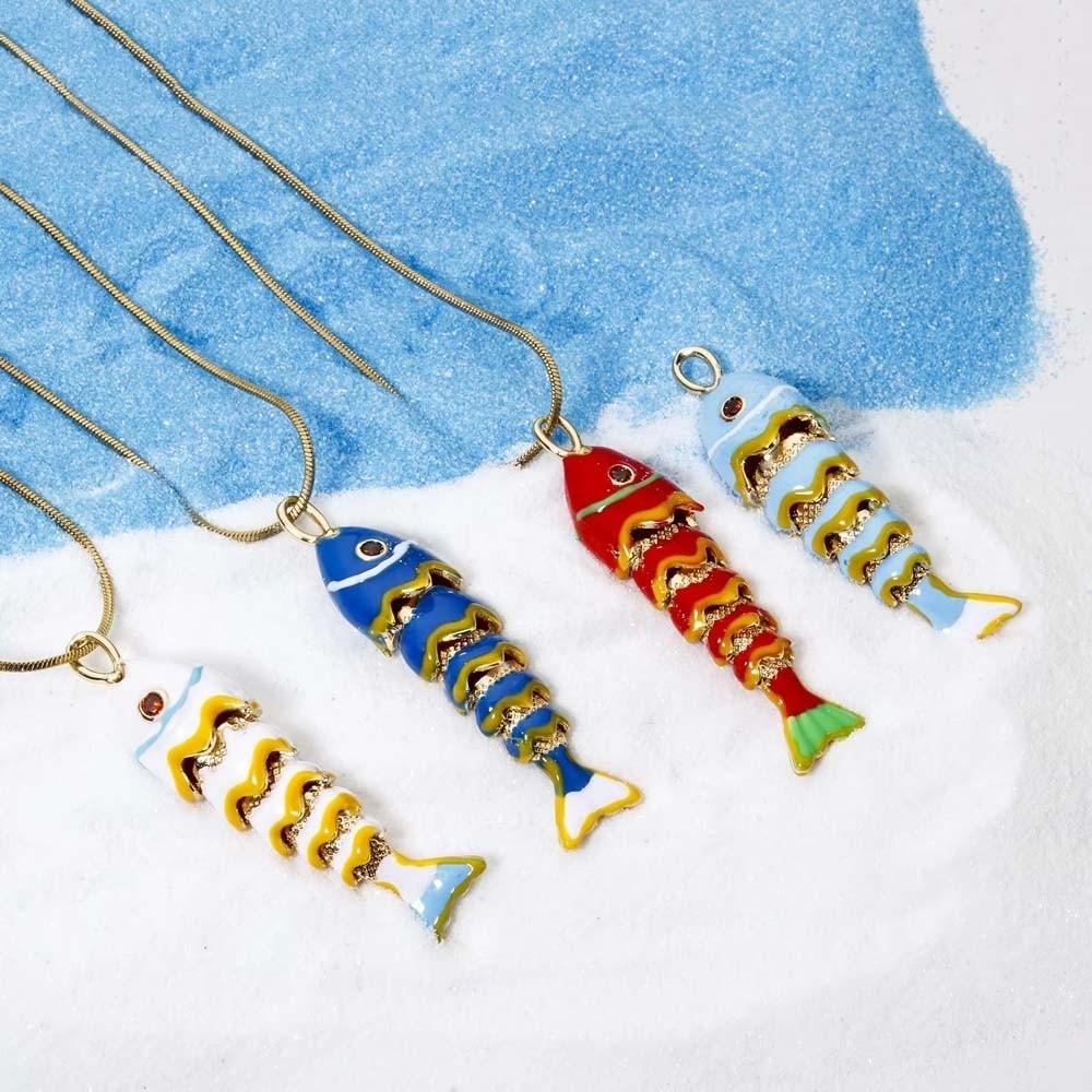Jewelry Accessories Brass Colorful Small Koi 3D Movable Mini Metal Fish Earrings