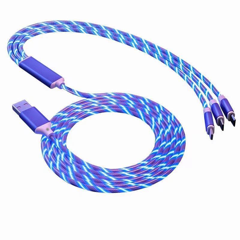 Luminous Fast-Charging Data Cable with Colorful Flowing Light for Huawei, Apple, and Android Type-C Devices