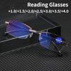 Frameless Square Reading Glasses For Men Women'S Anti Blue Light Computer Eyeglasses Far Sight Presbyopia Reader Glasses Women