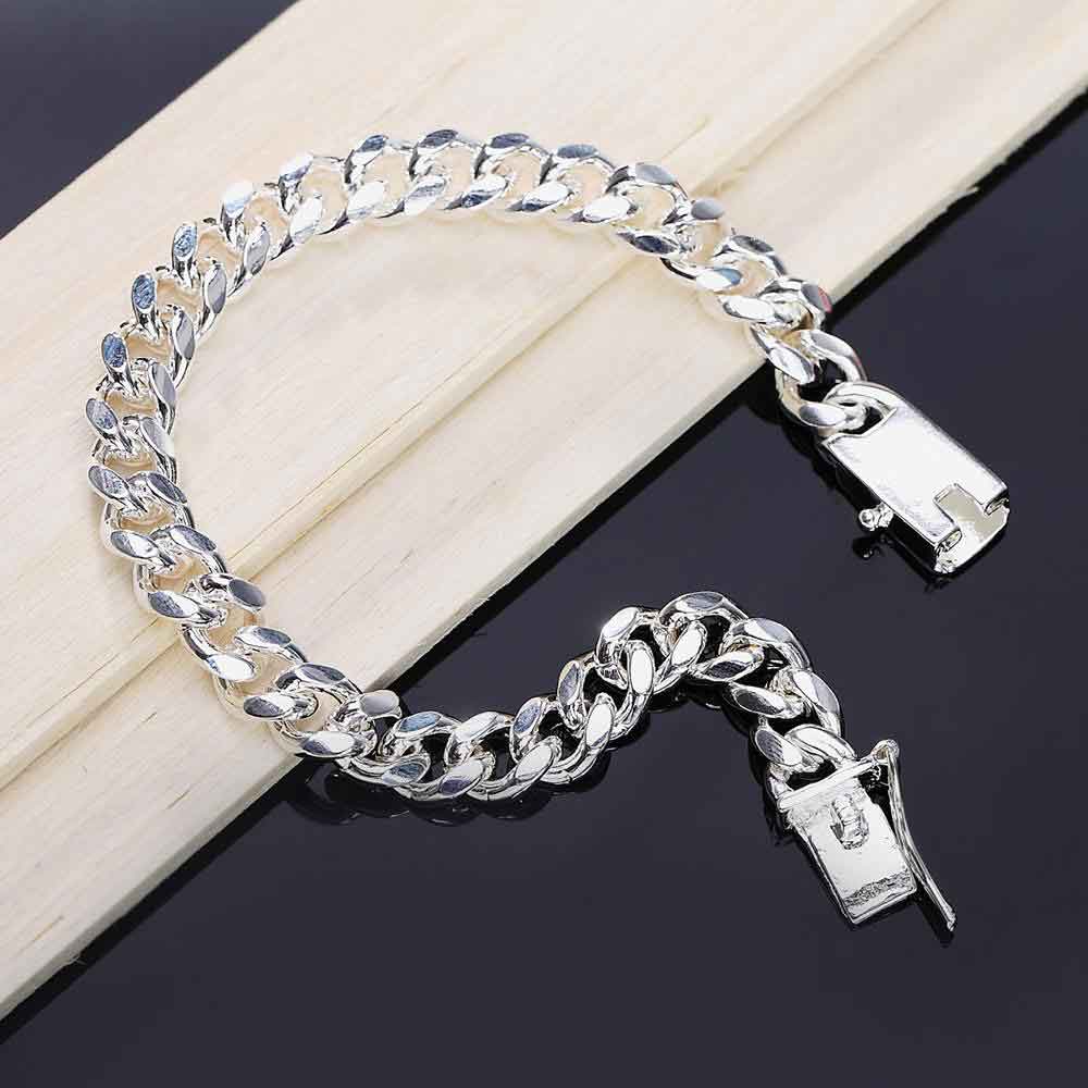 10mm Side Chain Bracelet 925 Sterling Silver Fashion Jewelry