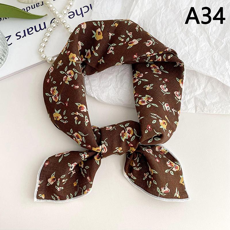 56Cm Ladies Headband Cotton Linen Square Scarf Korean College Girls Elegant Neck Scarves Sun Protection Headscarf