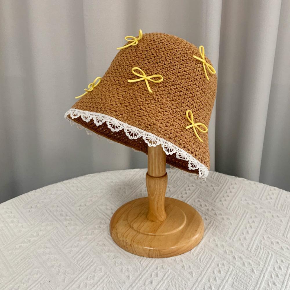 Lace Bow Straw Hat Sun Protection Women's Sun Hat Fashion Sunscreen Fisherman Hat Women