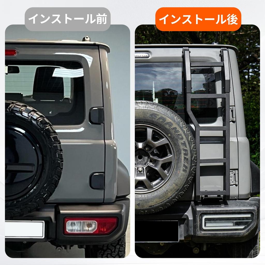 MAIKER OFF ROAD Jimny Rear Ladder JB64 Jimny Sierra JB74 Ladder Aluminum Lightweight Ladder Black Exterior Parts