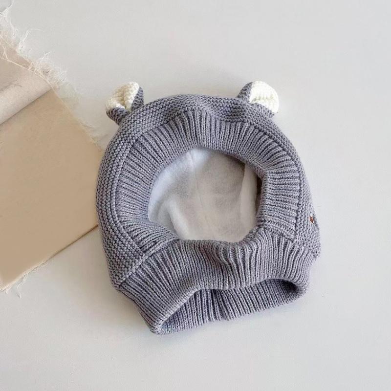 Детская вязаная шапка Зимняя плюшевая шапка Детская милая шапка с ушками Шапка для защиты ушей младенца