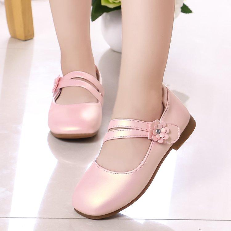 Princess Girls Shoes Kids Leather Shoes For Medium Big Girl Children Casual Flats Floral Flowers Shoes For Wedding Birthday
