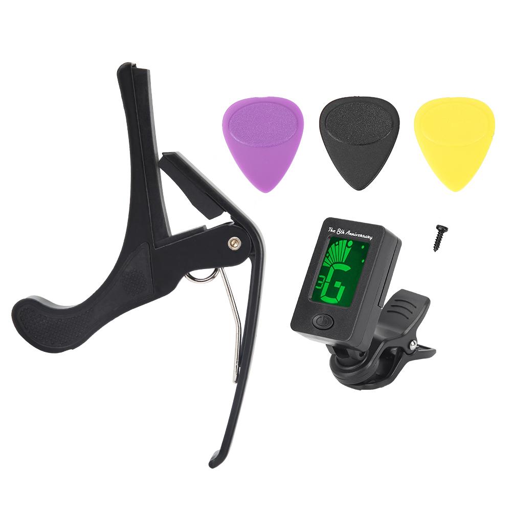 Portable Quality Guitar Tool Kit Replacement Parts with Pick Capo Tuner Accessory Set