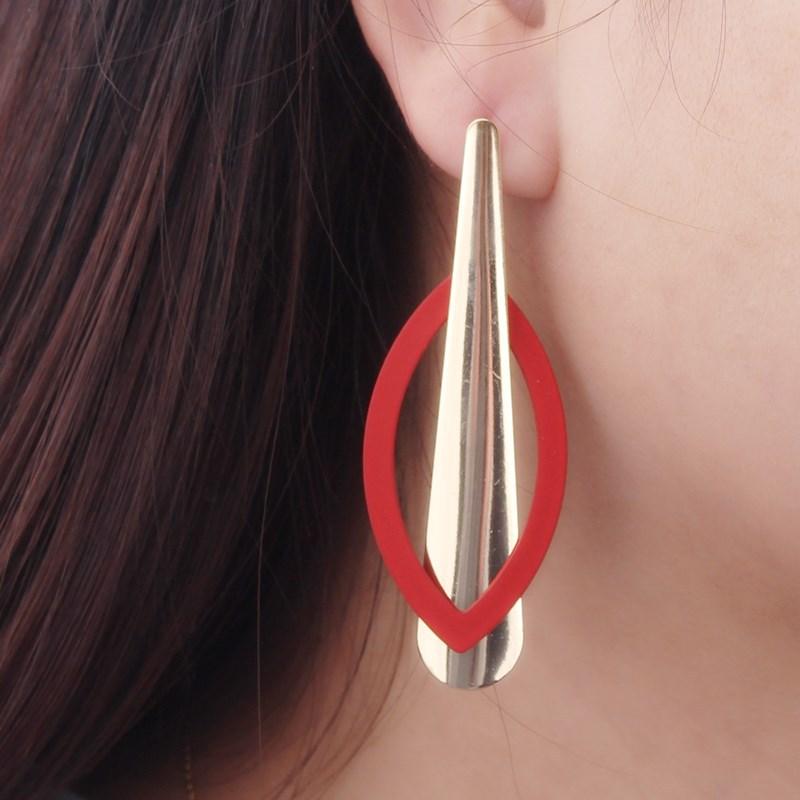 Новые винтажные увеличенные серьги для женщин, металлические лакированные листья, модные индивидуальные универсальные модные аксессуары для женщин