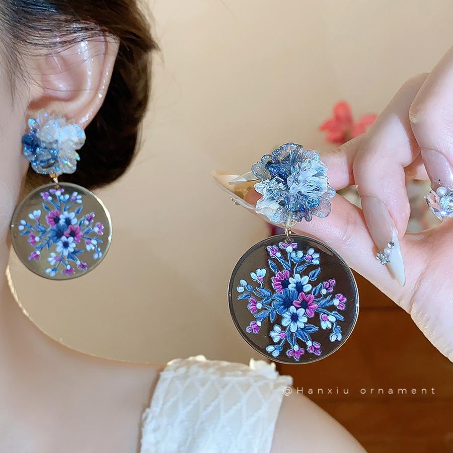 Серьги-подвески Геометрические с бантом Сердце леопарда Серебряная игла - Трендовый корейский стиль для женщин