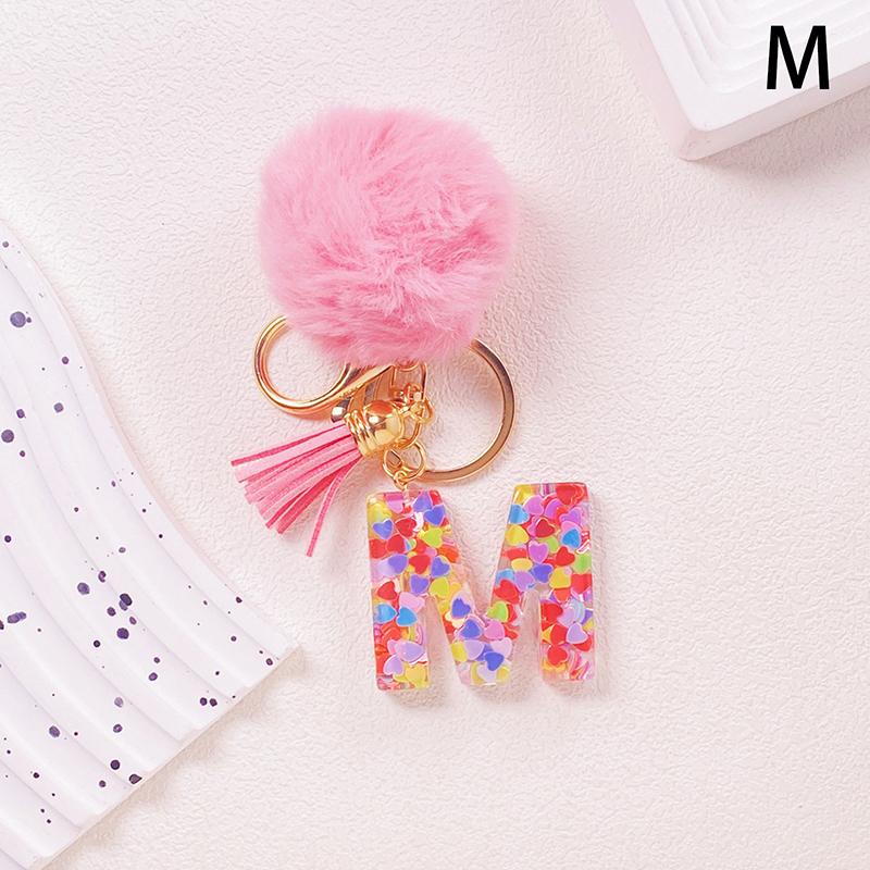 Очаровательный блестящий брелок с инициалами, сверкающий каучуковый кулон в виде алфавита с пушистой буквой, шарм для девочек, сумок, рюкзаков, аксессуаров