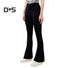 Women Flared Pants Elastic High Waist Wide Leg Casual Trousers with Flap Pockets Solid Color Cargo Pants Daily Wear